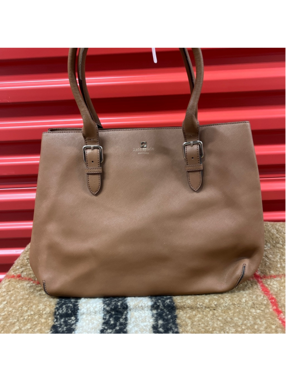 Women's Kate Spade Brown Leather Tote Bag One Size
